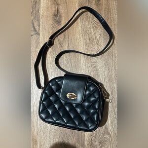 Quilted Black Crossbody Bag with Gold Hardware